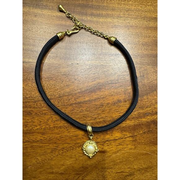 Carolee Jewelry - Vintage CAROLEE Necklace Faux Pearl Black Satin Cord